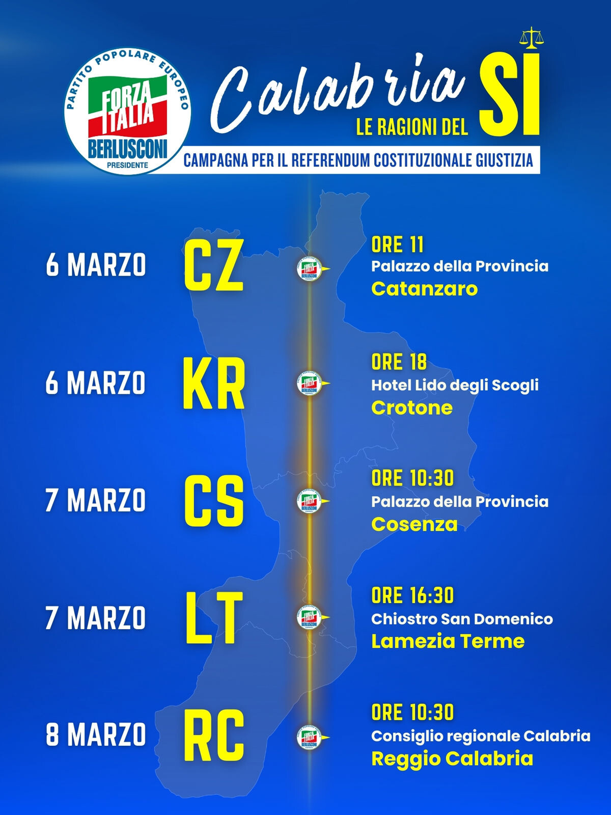 Referendum giustizia, Forza Italia mobilita la Calabria per il si: tour regionale nel weekend images Referendum giustizia, Forza Italia mobilita la Calabria per il si: tour regionale nel weekend