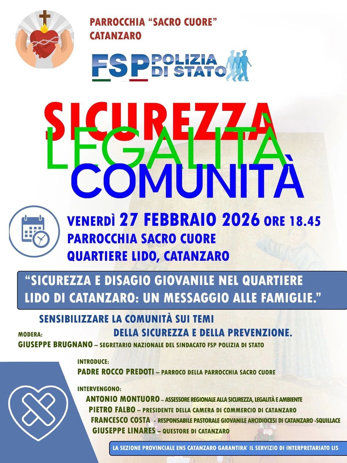 Catanzaro, sicurezza e disagio giovanile: incontro pubblico alla Parrocchia “Sacro Cuore”