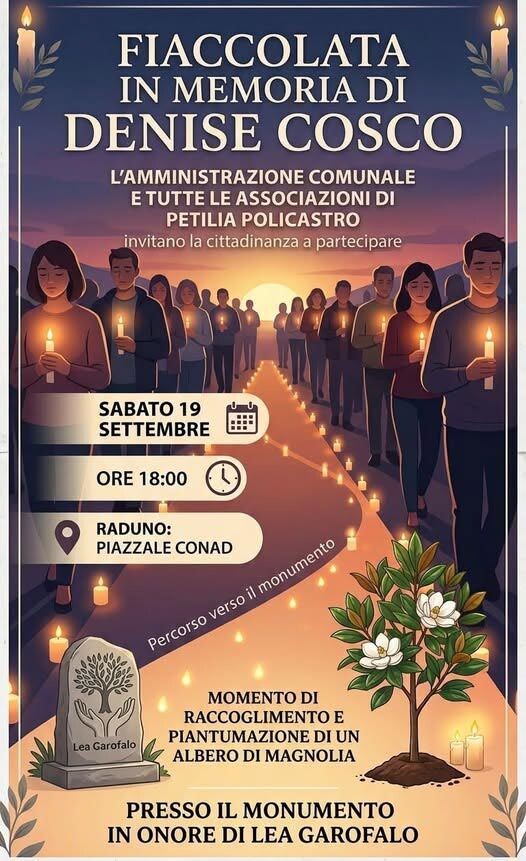 images Petilia Policastro, il 19 settembre una Fiaccolata in memoria di Denise Cosco