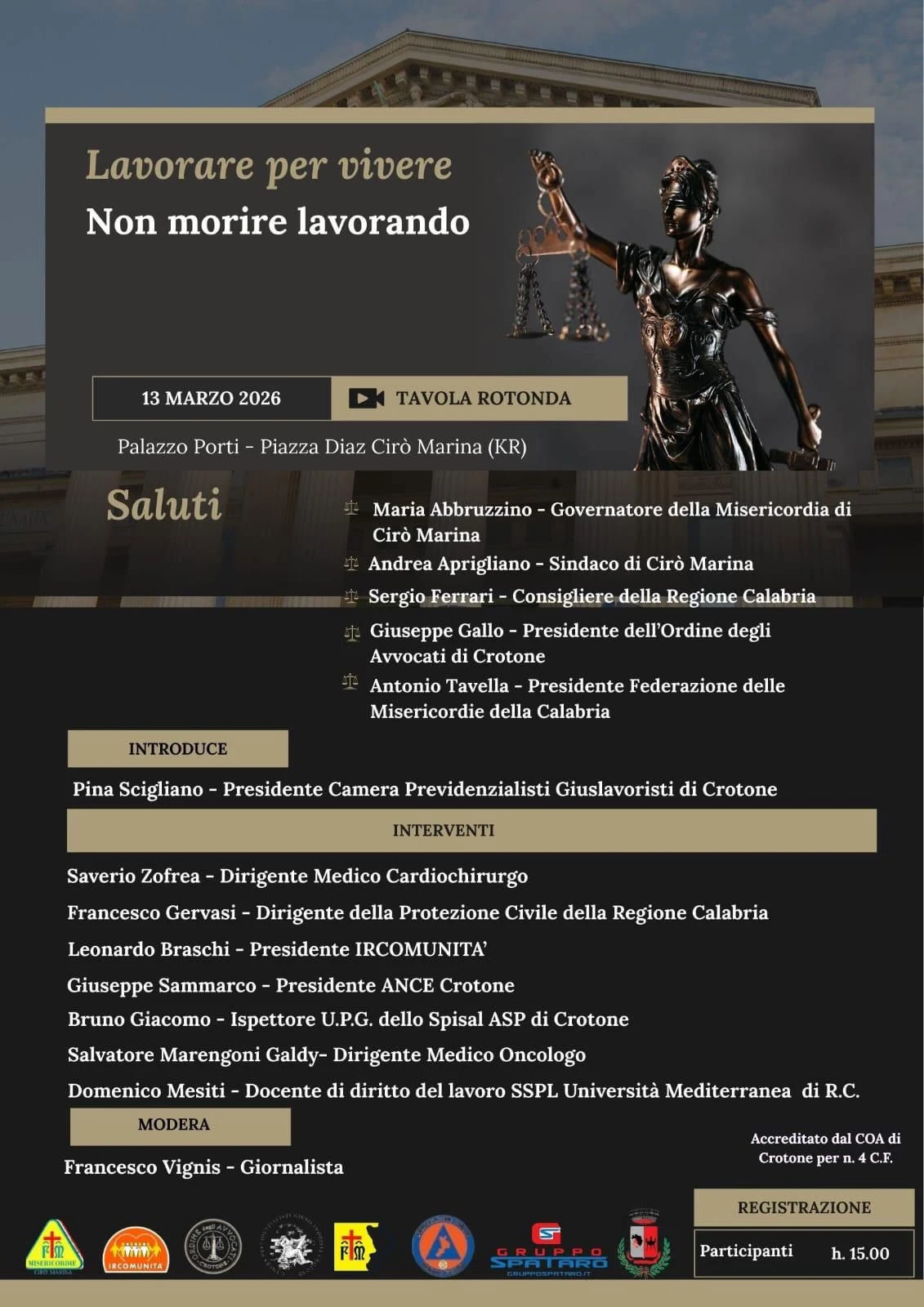 Sicurezza sul Lavoro: a Cirò Marina una Tavola Rotonda per dire basta alle "Morti Bianche"