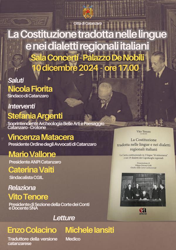 images Martedì a Palazzo De Nobili "La Costituzione tradotta nelle lingue e nei dialetti regionali italiani" 