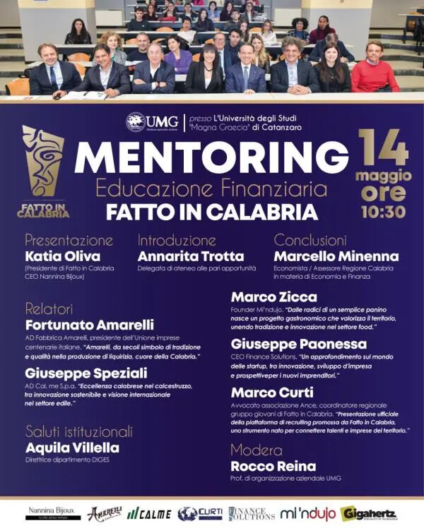 "Fatto in Calabria": a Catanzaro la II tappa della II edizione di 'Mentoring ed Educazione Finanziaria' images "Fatto in Calabria": a Catanzaro la II tappa della II edizione di 'Mentoring ed Educazione Finanziaria'
