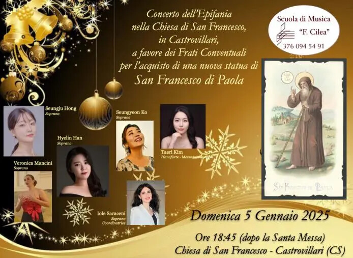images A Castrovillari “Concerto dell’Epifania” per comprare la nuova statua di S. Francesco di Paola&nbsp;