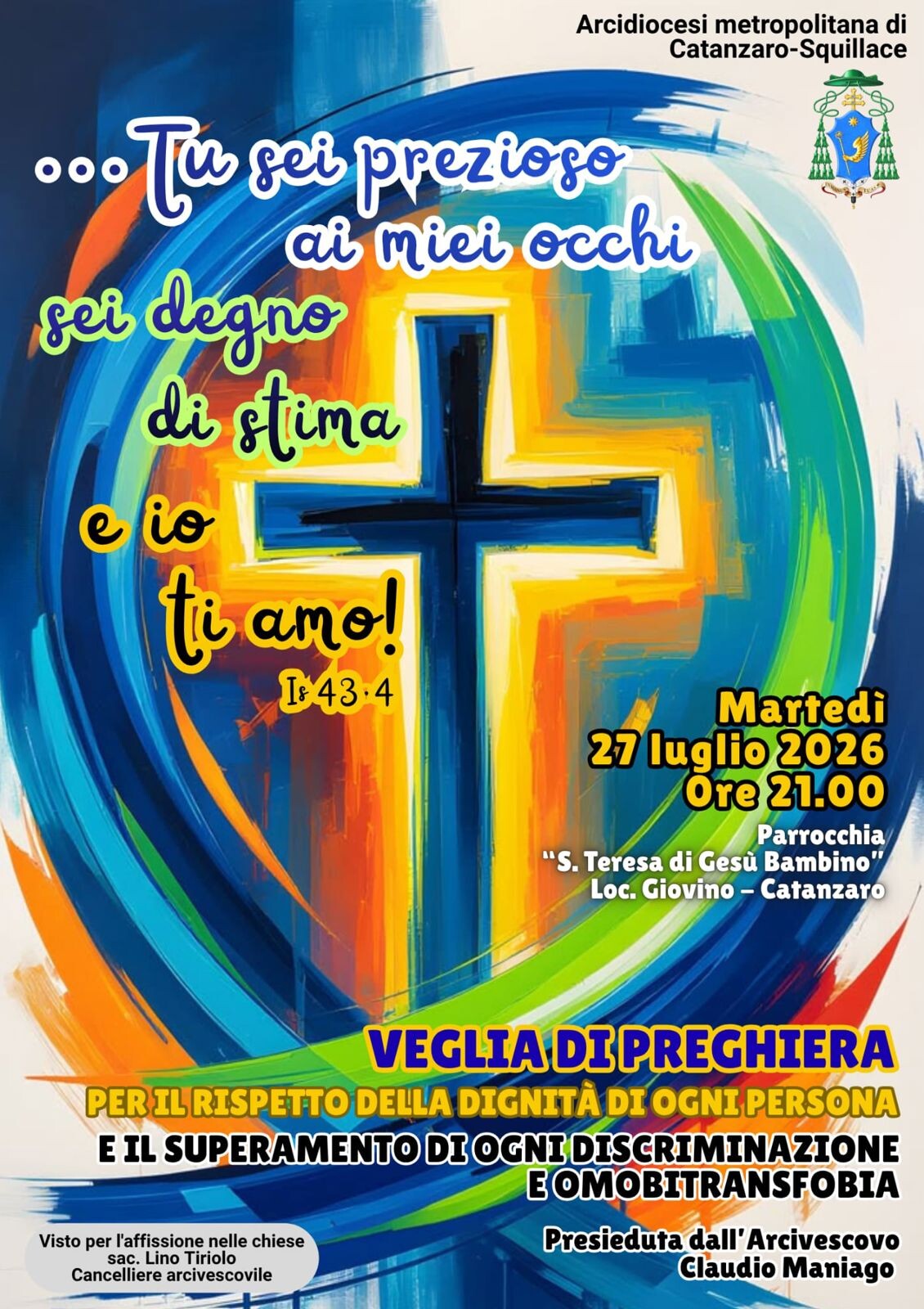 La Chiesa di Catanzaro-Squillace in preghiera contro ogni discriminazione: il 27 luglio a Giovino la Veglia images La Chiesa di Catanzaro-Squillace in preghiera contro ogni discriminazione: il 27 luglio a Giovino la Veglia
