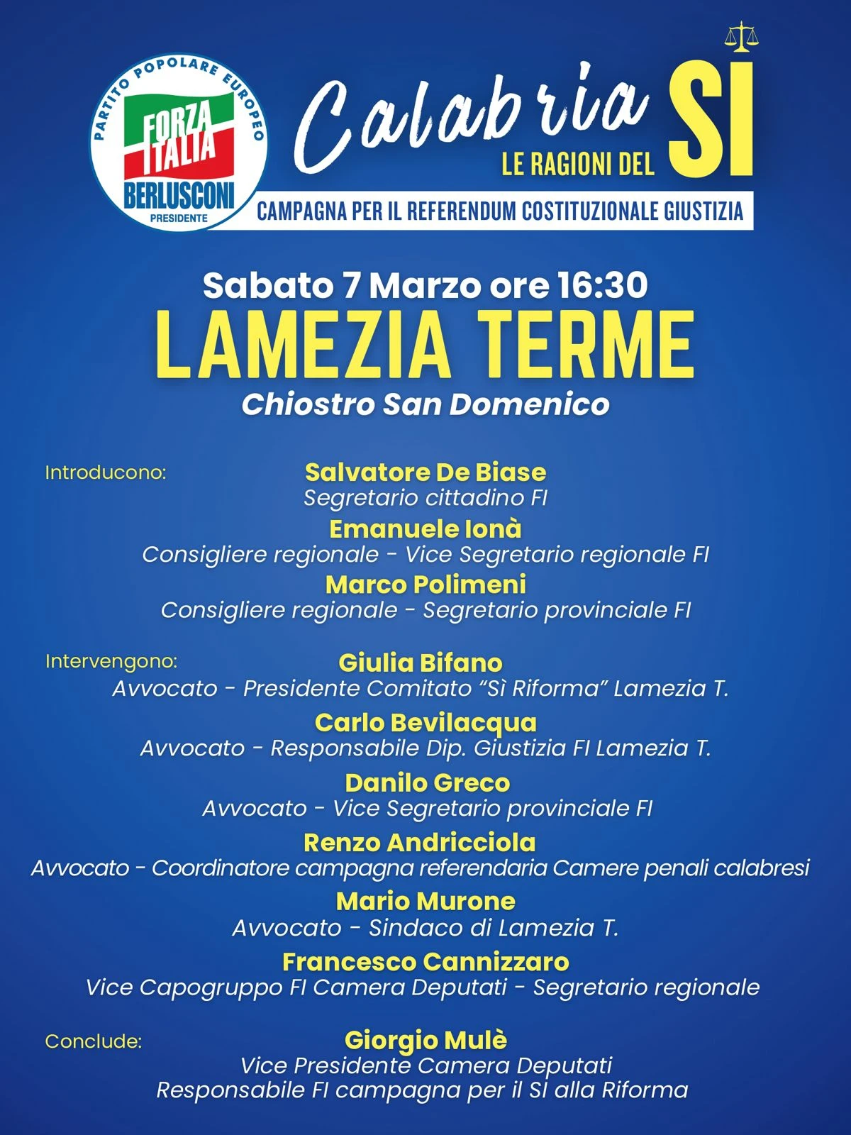 Referendum, Forza Italia promuove a Lamezia un momento di confronto e approfondimento 