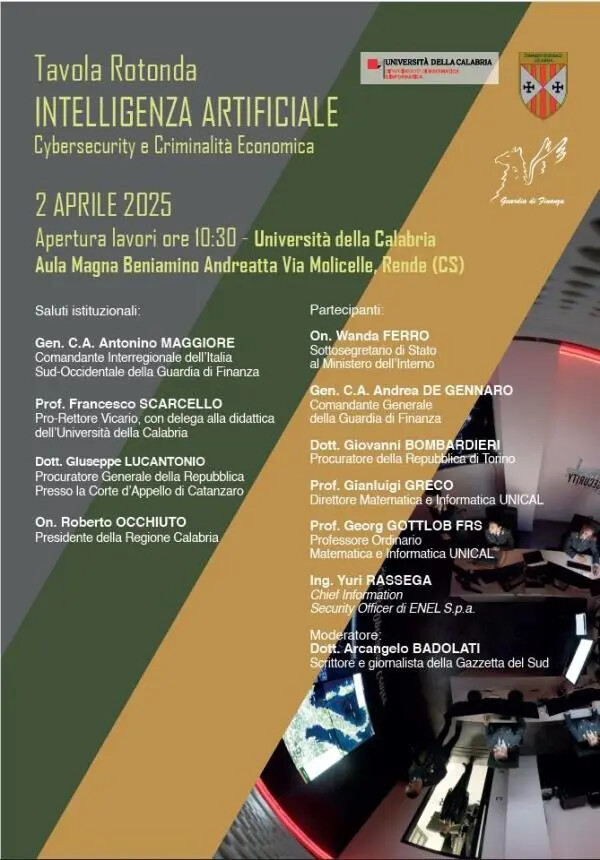 images “Intelligenza Artificiale-Cybersecurity e criminalità economica”,  Unical e Finanza insieme