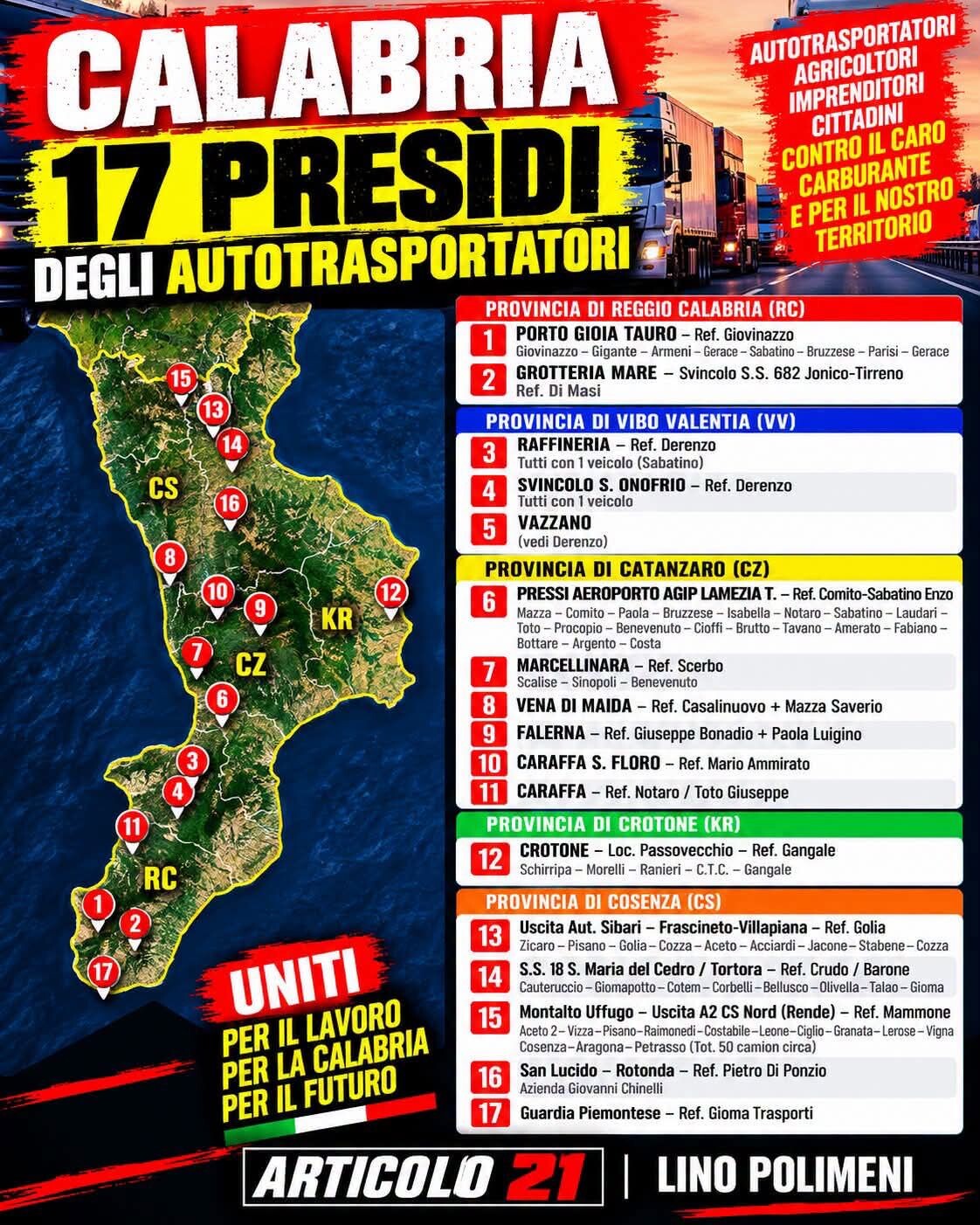 images Proteste degli autotrasportatori in Calabria, da mezzanotte presidi fissi in diversi punti della regione
