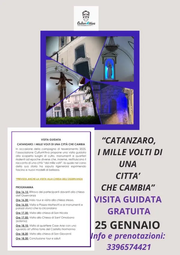Sabato 25 gennaio la visita guidata gratuita “Catanzaro, i mille volti di una città che cambia” images Sabato 25 gennaio la visita guidata gratuita “Catanzaro, i mille volti di una città che cambia”