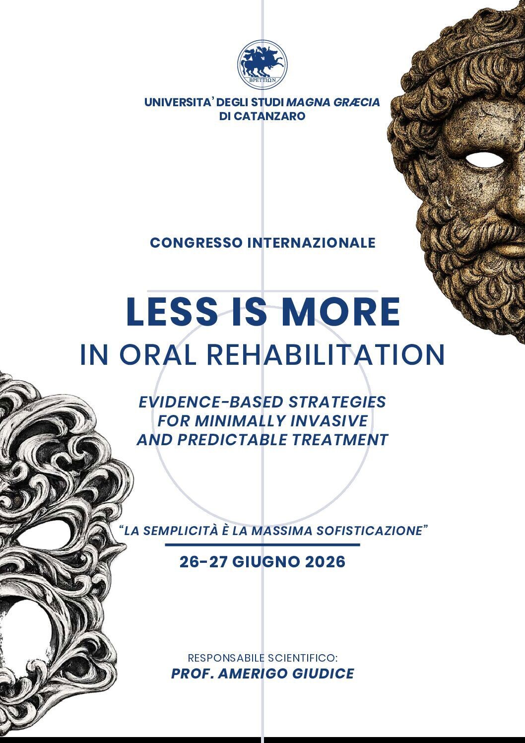 A Catanzaro il 26 e 27 giugno "Less is More in Oral Rehabilitation", congresso internazionale di chirurgia orale e maxillo-facciale images A Catanzaro il 26 e 27 giugno "Less is More in Oral Rehabilitation", congresso internazionale di chirurgia orale e maxillo-facciale