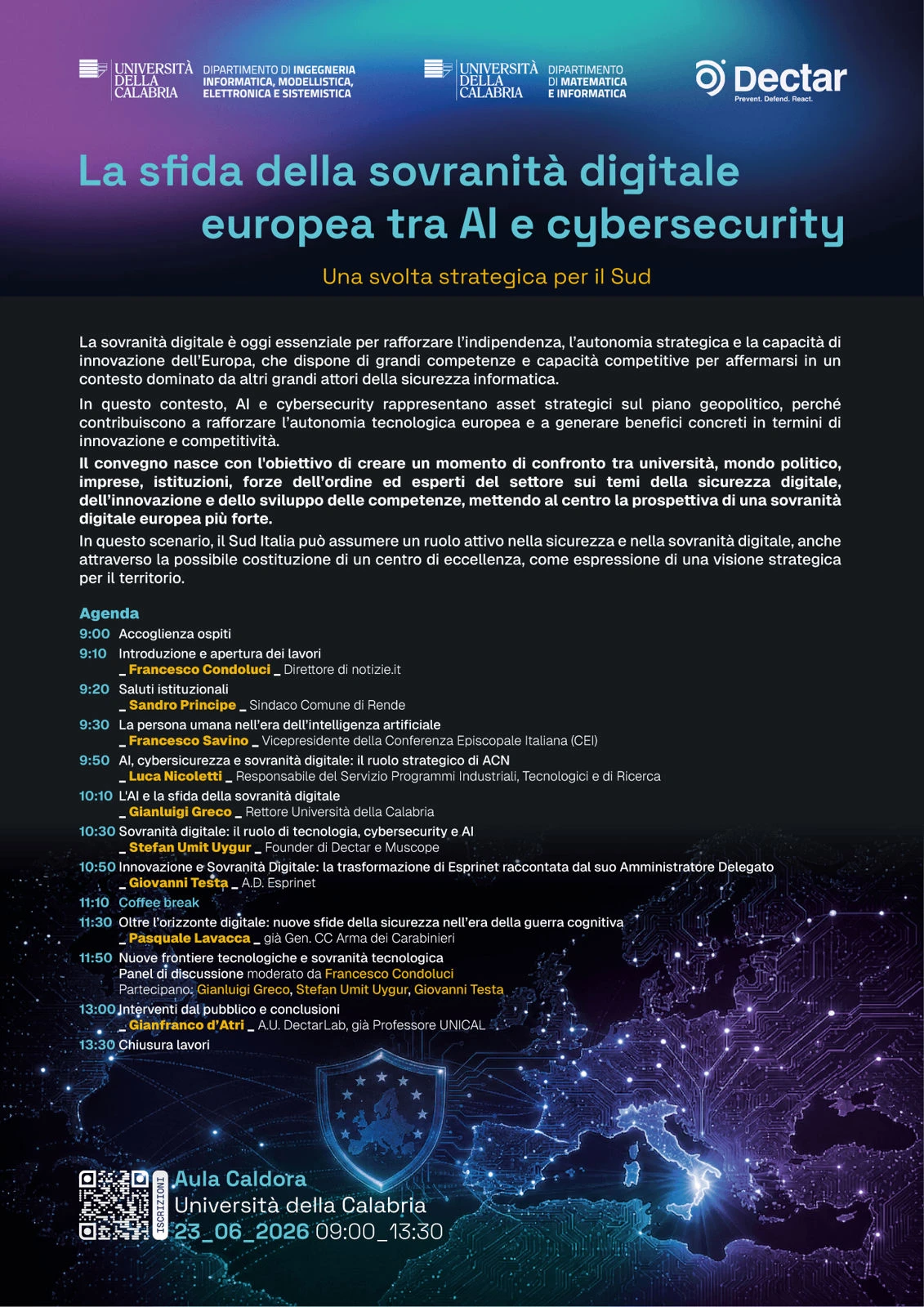 AI e cybersicurezza: all'Unical la sfida della sovranità digitale europea