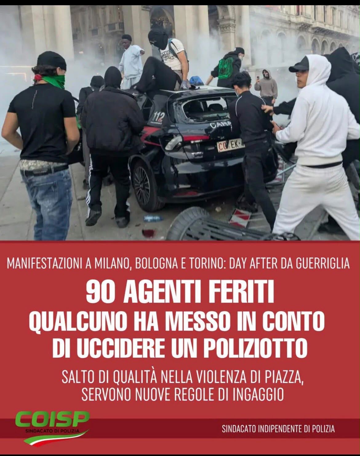 images Cortei, Coisp: “90 poliziotti feriti, servono nuove regole di ingaggio”

