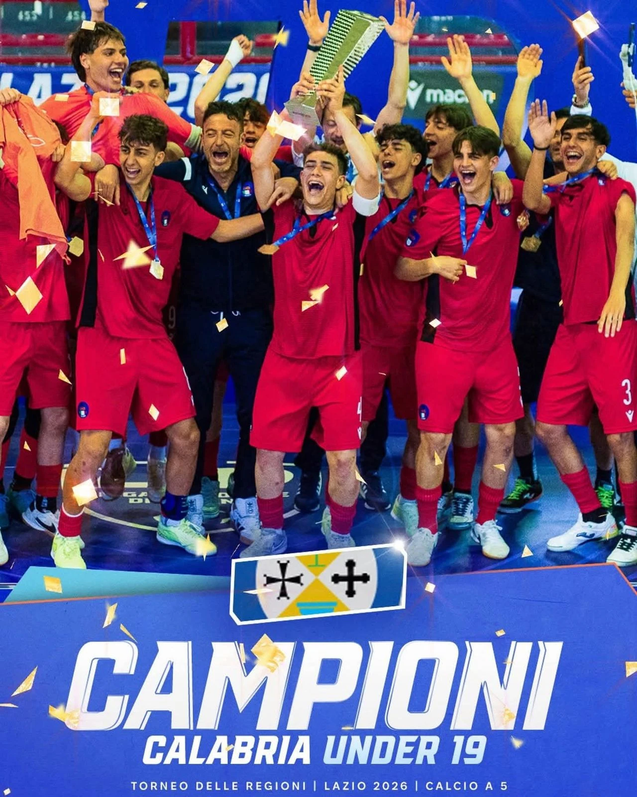TdR 2026, la Calabria è l'oro del Futsal: Under 19 di mister Mendicino Campione d'Italia 