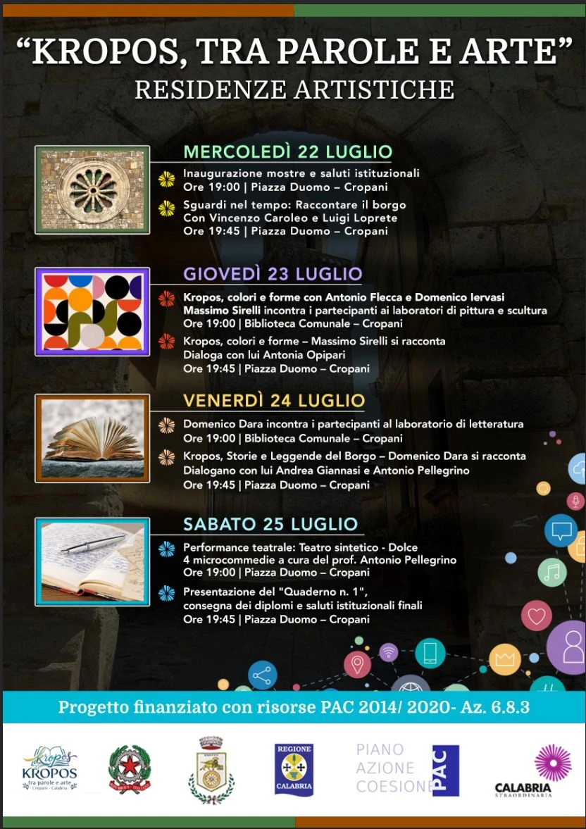 Cropani, “Kropos, tra parole e arte”: stasera protagonista Domenico Dara, domani il gran finale