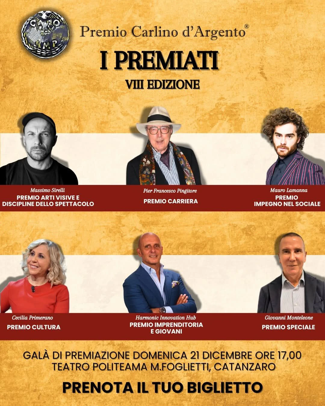 Svelati i nomi delle eccellenze calabresi che riceveranno il Premio Carlino d’Argento al Politeama