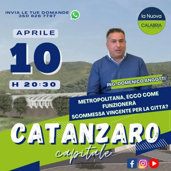 Catanzaro Capitale, come funzionerà la metropolitana? Ospite Domenico Angotti (DIRETTA 20.30) images Catanzaro Capitale, come funzionerà la metropolitana? Ospite Domenico Angotti (DIRETTA 20.30)