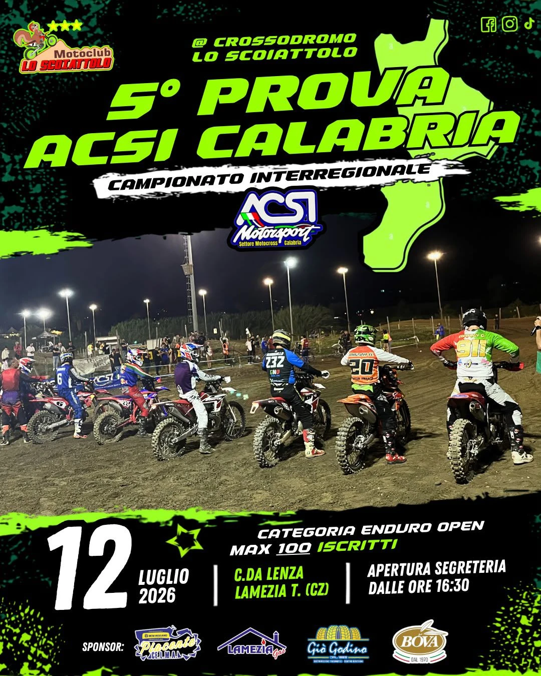 A Lamezia il campionato interregionale di motocross in notturna