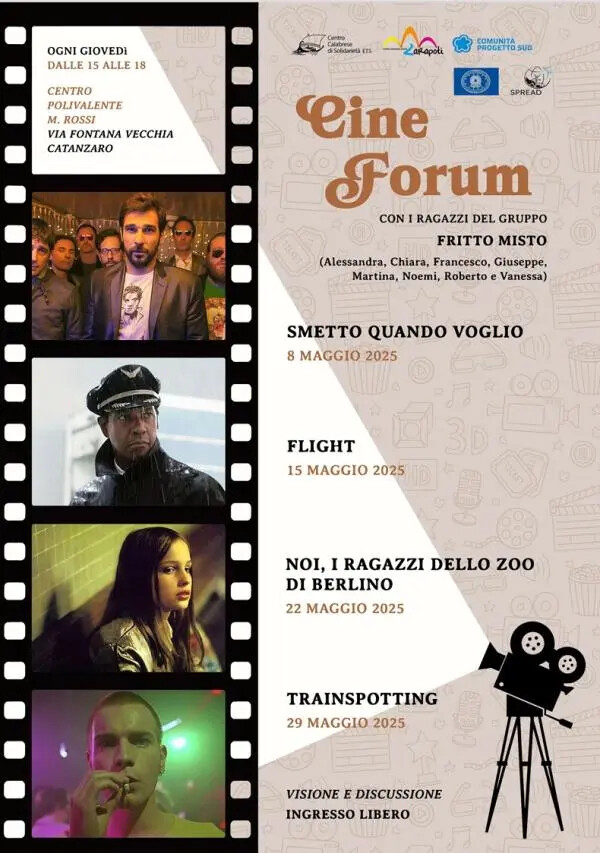 Il cineforum del progetto Spread: dall'8 maggio a Catanzaro il cinema diventa strumento di prevenzione e crescita images Il cineforum del progetto Spread: dall'8 maggio a Catanzaro il cinema diventa strumento di prevenzione e crescita