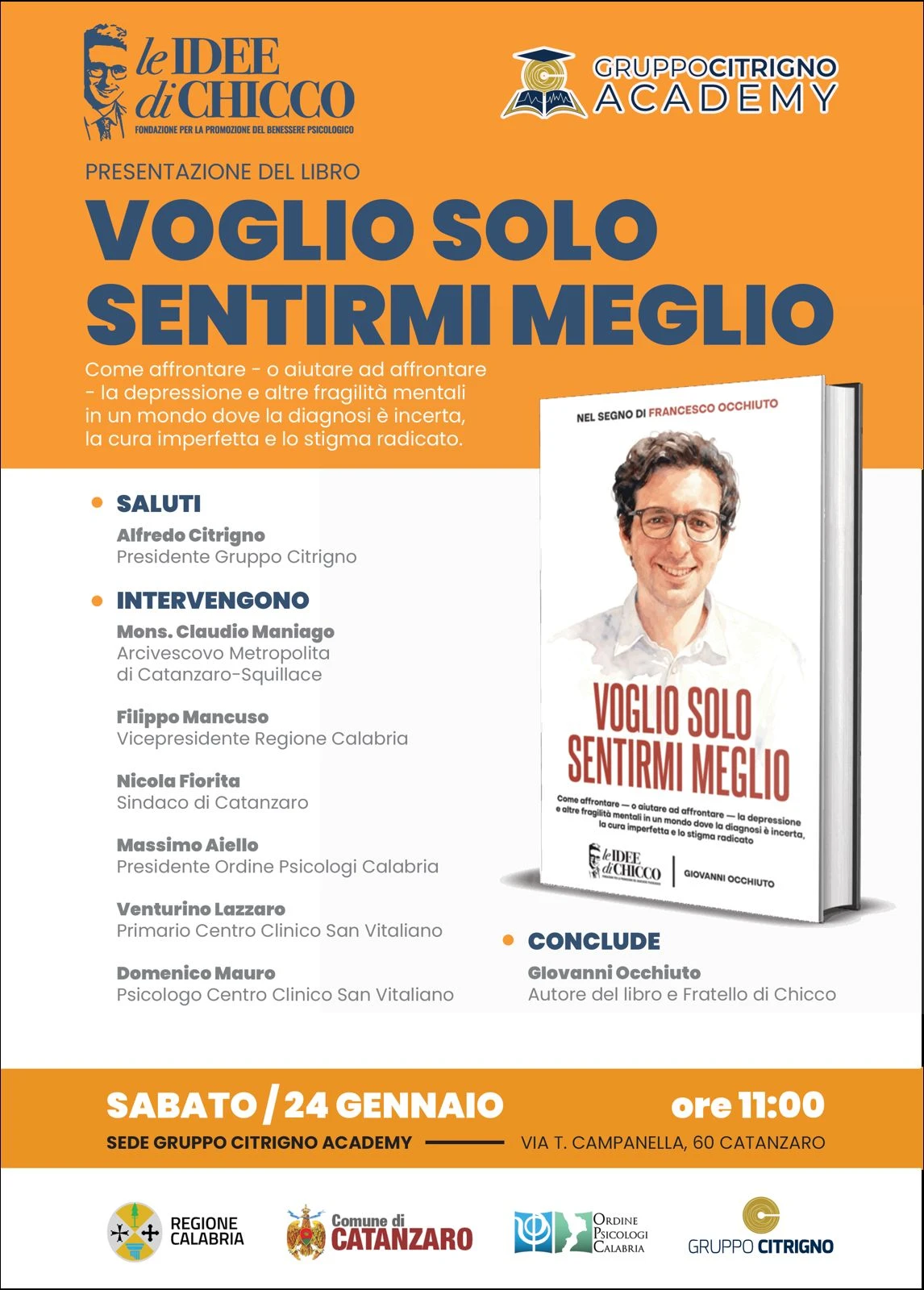 Il Centro Clinico San Vitaliano festeggia 15 anni con "Voglio solo sentirmi meglio" di Giovanni Occhiuto