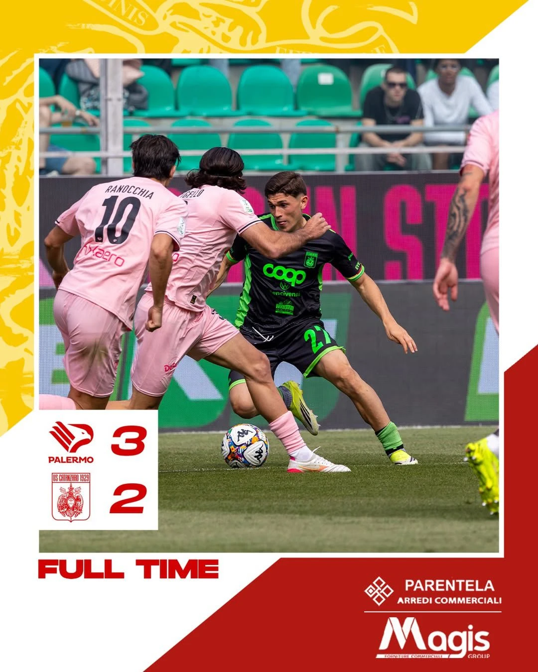 Serie BKT, PALERMO vs CATANZARO: 3-2 finale. Aquile battute a testa alta