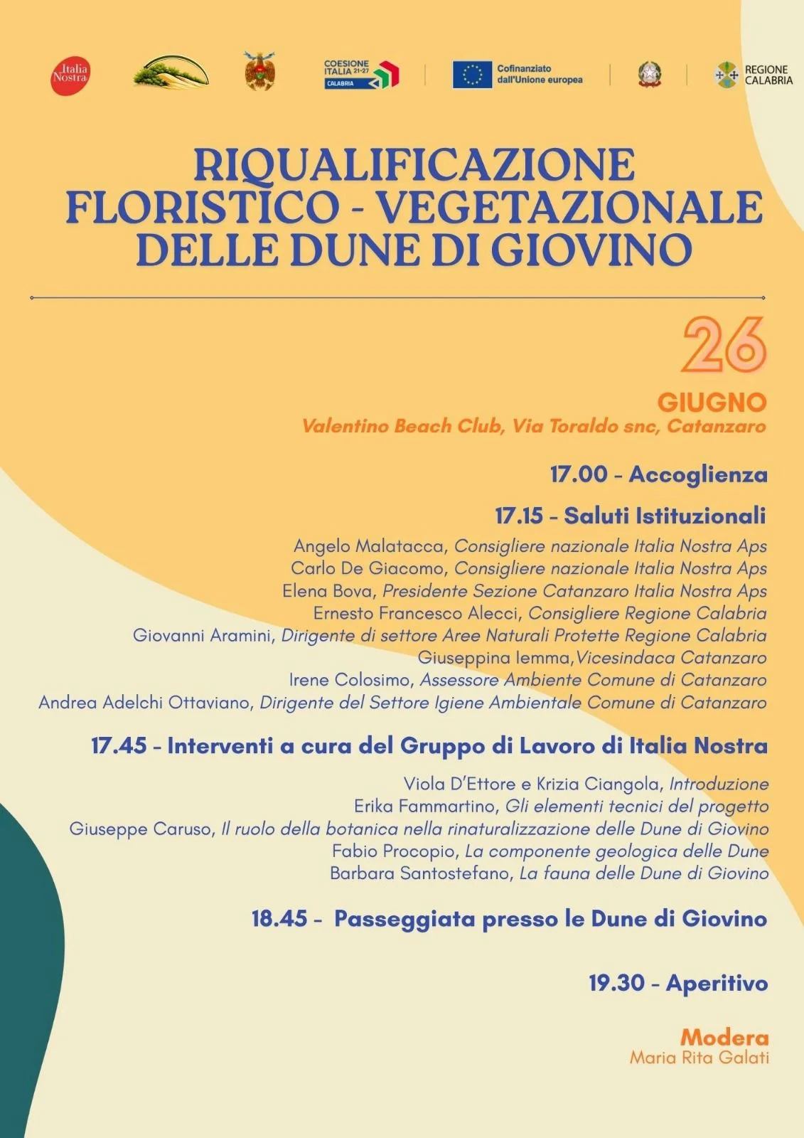 Dune di Giovino al centro dell'incontro di Italia Nostra al Valentino Beach Club di Catanzaro Lido