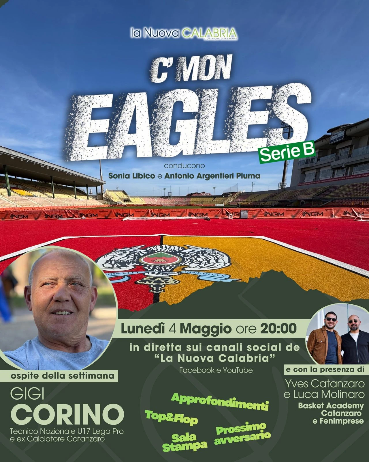 Post Palermo-Catanzaro, ospiti Gigi Corino e i dirigenti della Basket Academy Molinaro e Catanzaro