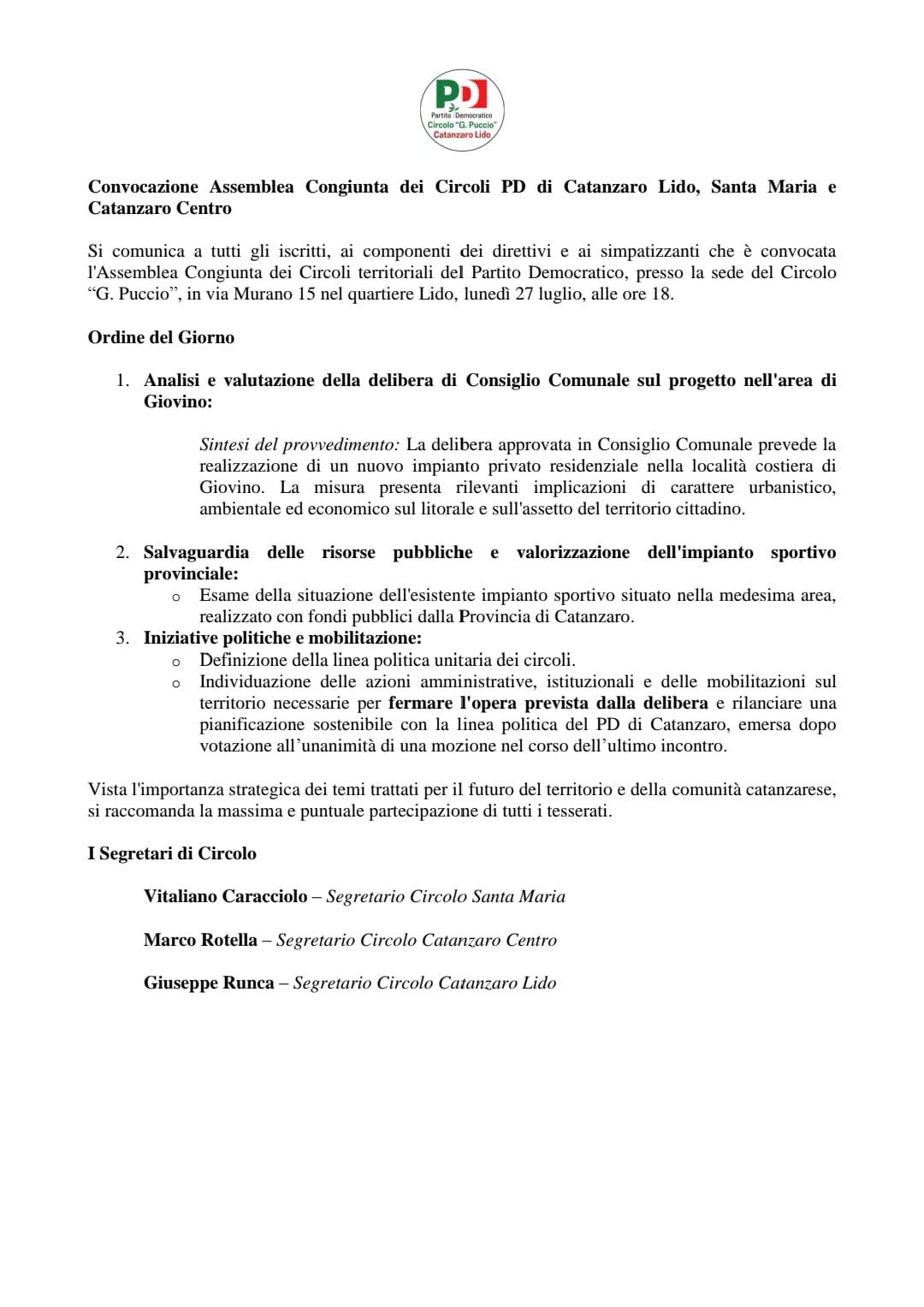 images Lo sviluppo del capoluogo: i circoli cittadini del Pd lunedì in Assemblea congiunta 