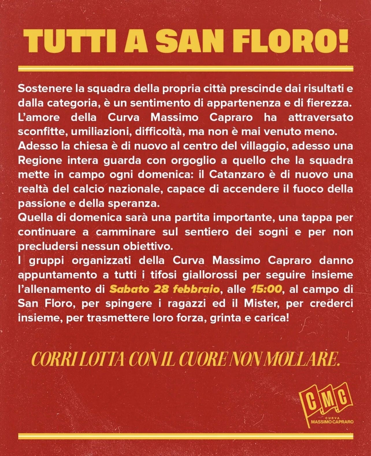 images Catanzaro, la Curva chiama a raccolta la città in vista della gara col Frosinone: “Tutti a San Floro”
