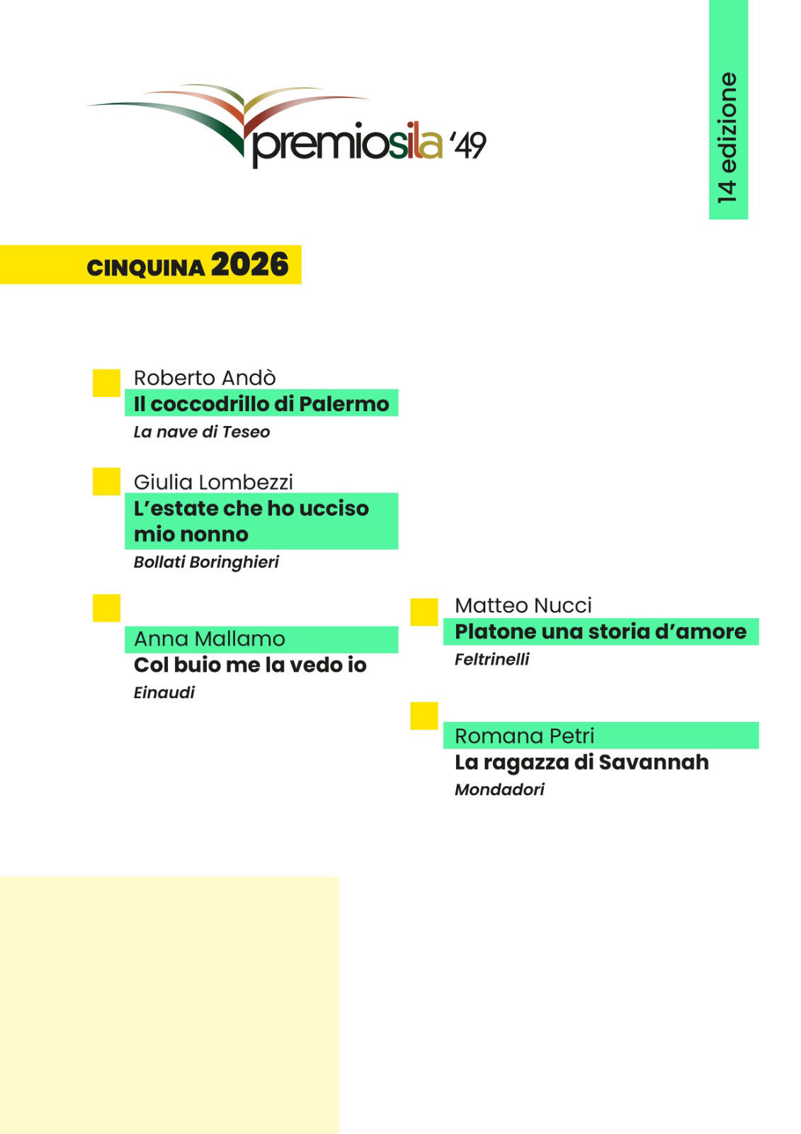 images Premio Sila ’49, ecco la Cinquina 2026