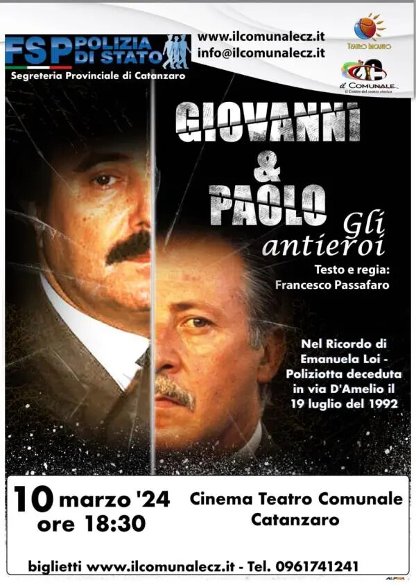images Catanzaro, domani in scena lo spettacolo "Giovanni e Paolo - gli antieroi"