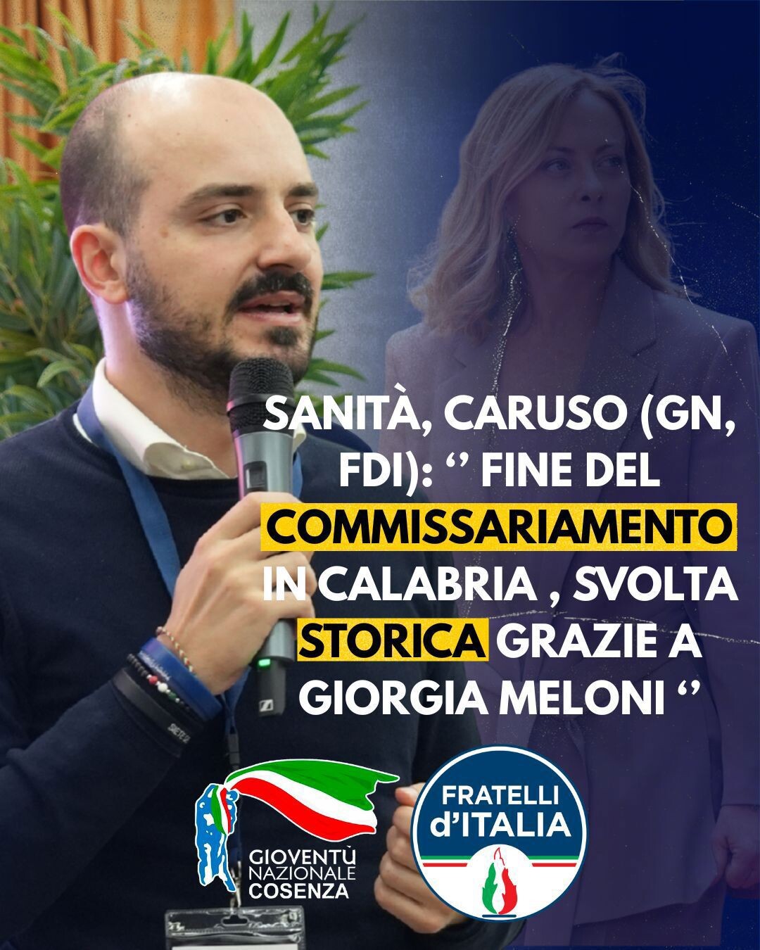 images Fine commissariamento sanità, Caruso (GN/FDI): "Svolta storica grazie a Giorgia Meloni"