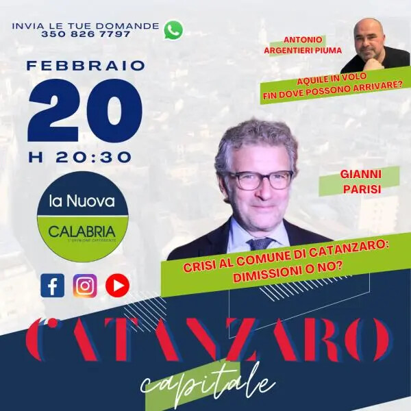 Catanzaro Capitale tra politica e calcio. Ospiti Parisi e Argentieri Piuma (DIRETTA 20.30) images Catanzaro Capitale tra politica e calcio. Ospiti Parisi e Argentieri Piuma (DIRETTA 20.30)