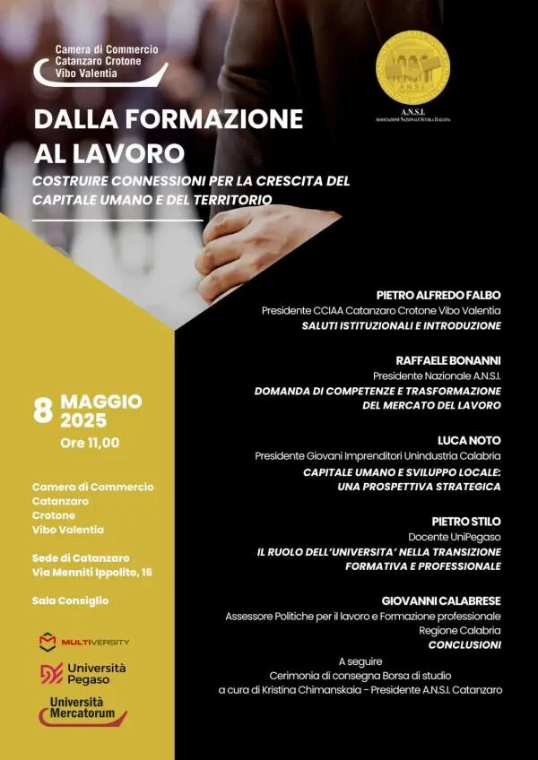 images “Dalla Formazione al Lavoro. Costruire connessioni per la crescita del capitale umano e del territorio”, il convegno alla Camera di commercio