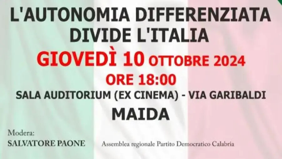 Autonomia differenziata, incontro del Pd a Maida images Autonomia differenziata, incontro del Pd a Maida