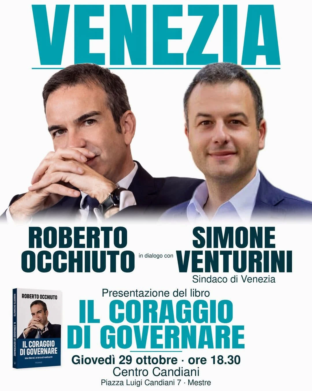 Occhiuto presenta a Venezia il libro "Il coraggio di governare" in dialogo con il sindaco Venturini

