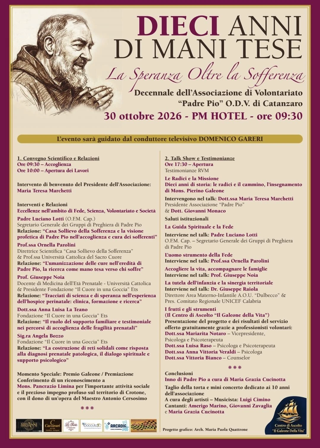 L'Associazione di volontariato "Padre Pio " di Catanzaro celebra i dieci anni di attività 