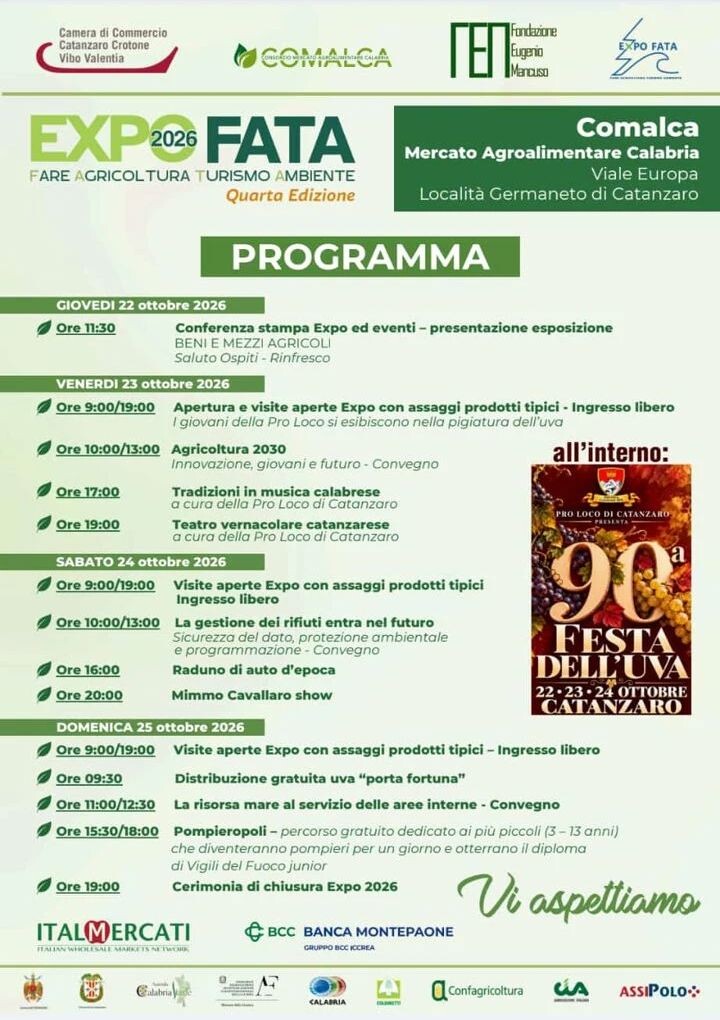 images Expo Fata 2026: Innovazione, Territorio e Sostenibilità al Comalca di Catanzaro dal 22 al 25 ottobre
