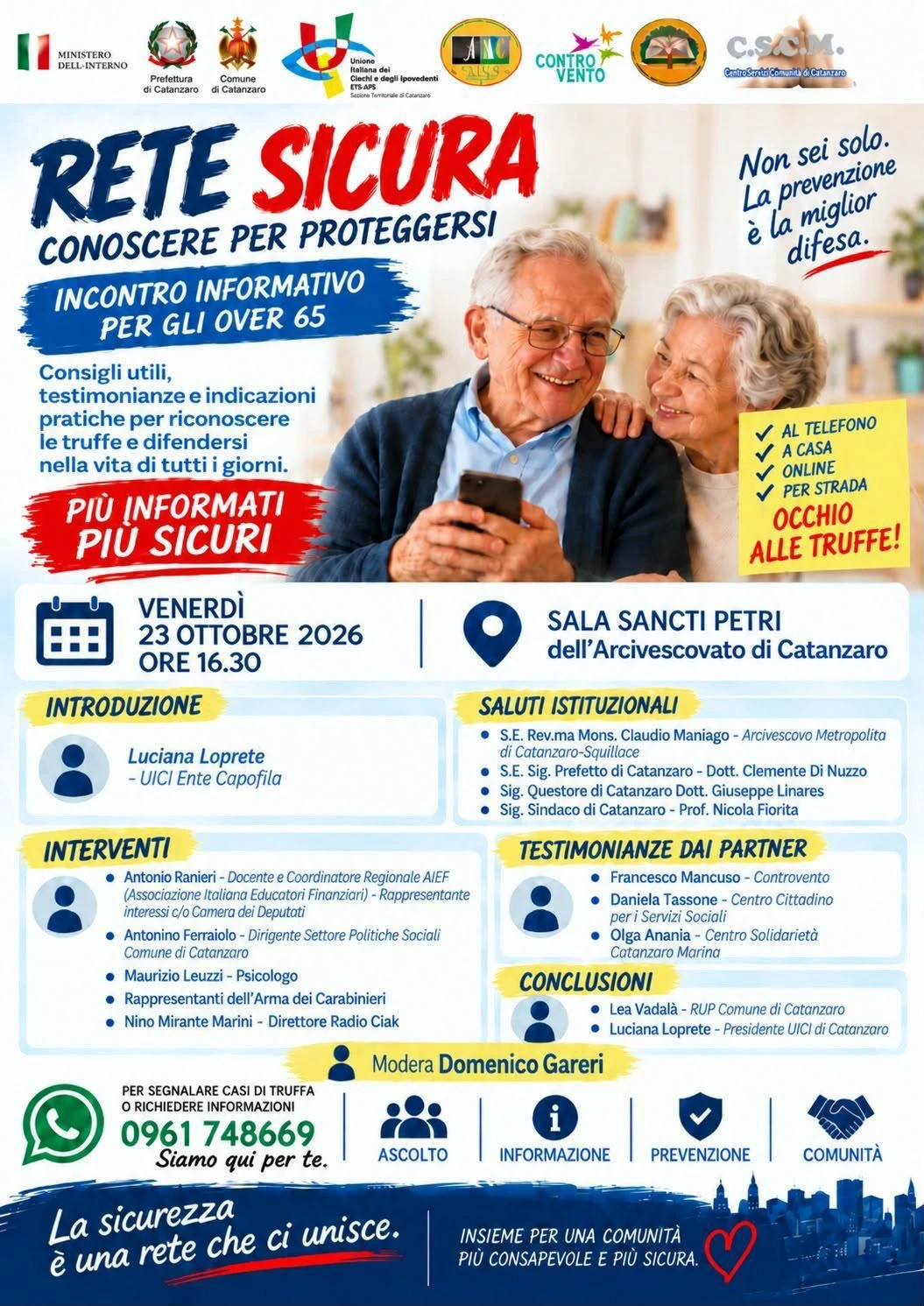 “Rete Sicura-Conoscere per proteggersi”, a Catanzaro incontro dell'Unione italiana dei ciechi e degli ipovedenti 