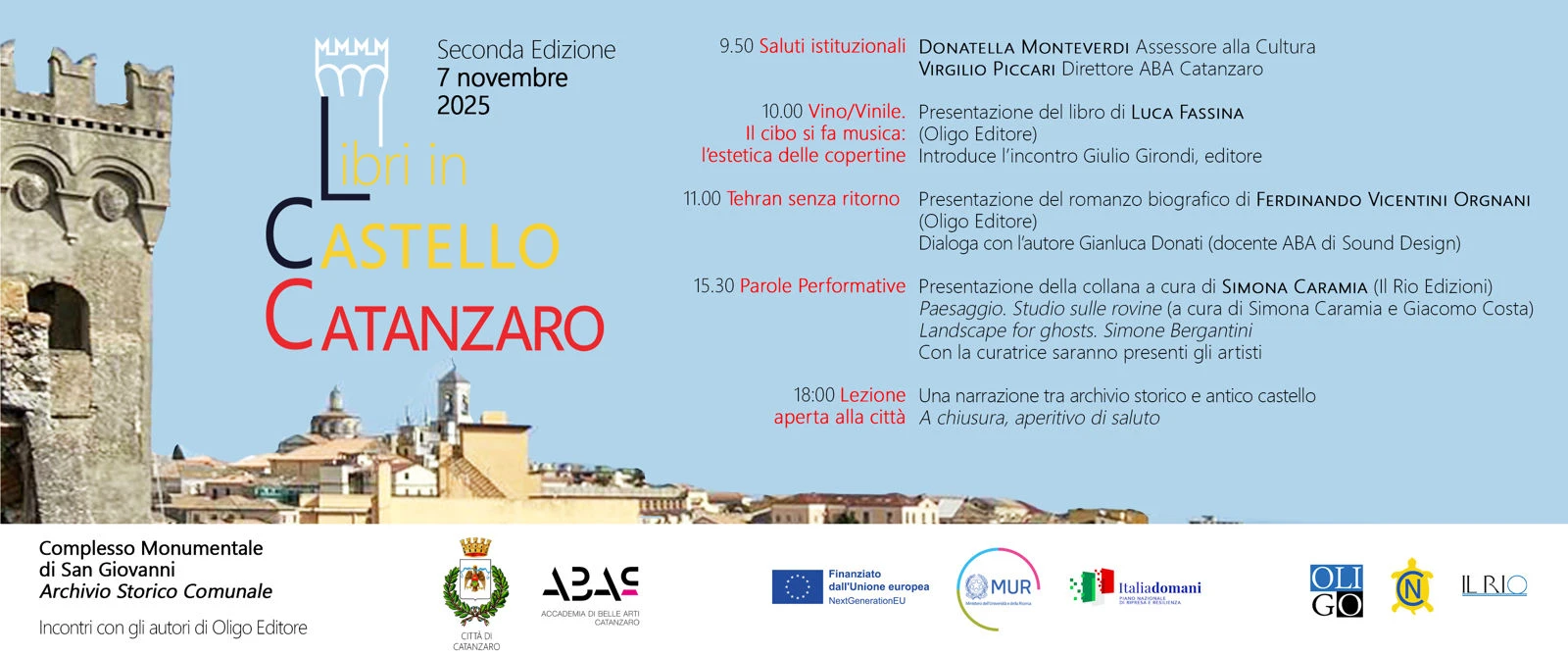 A Catanzaro torna “Libri in Castello": una giornata tra arte e cultura al Complesso San Giovanni  