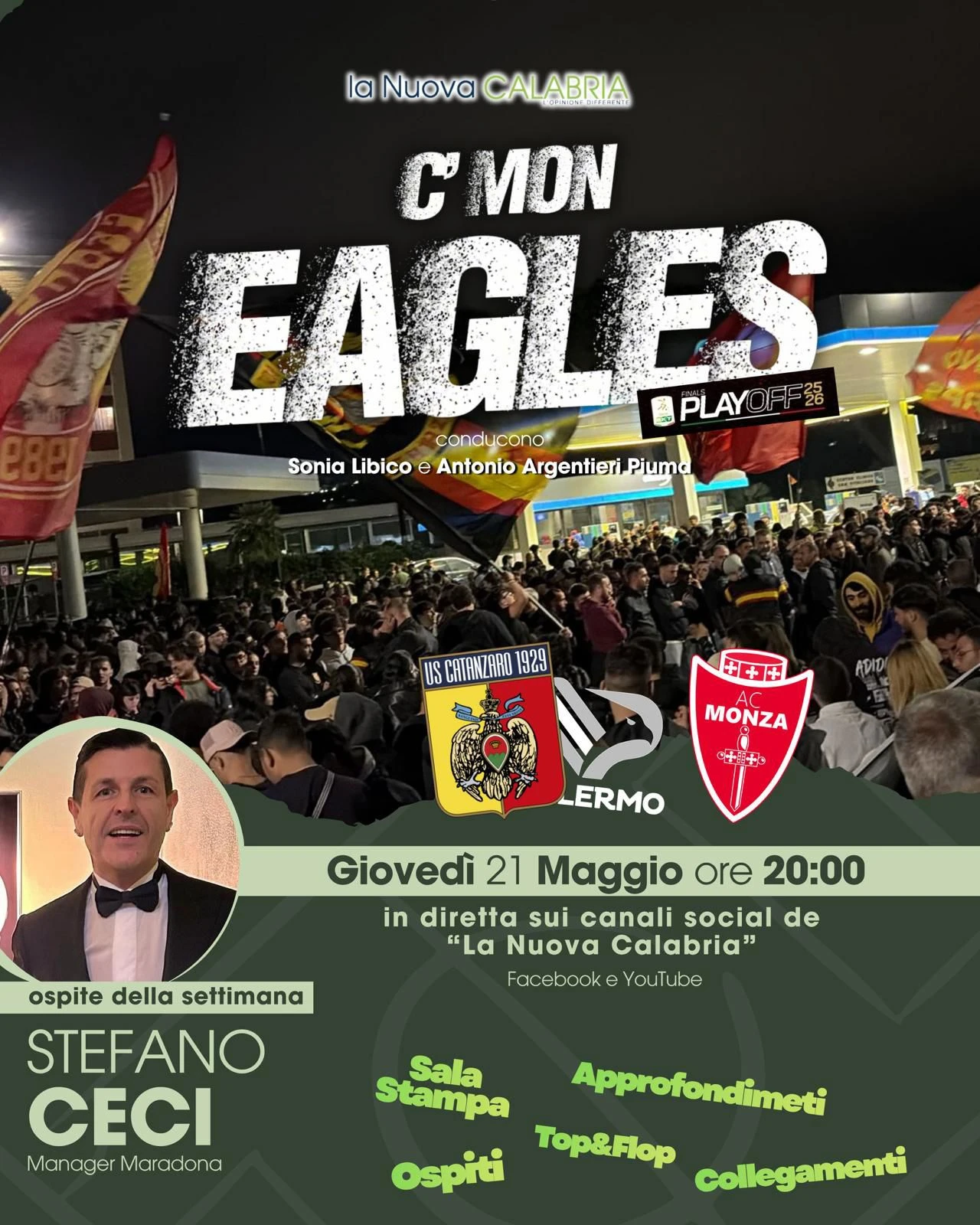 Aquile in finale per la serie A: ospiti Stefano Ceci, Tato Ierullo, Luigi Colosimo e Lollo Speziali