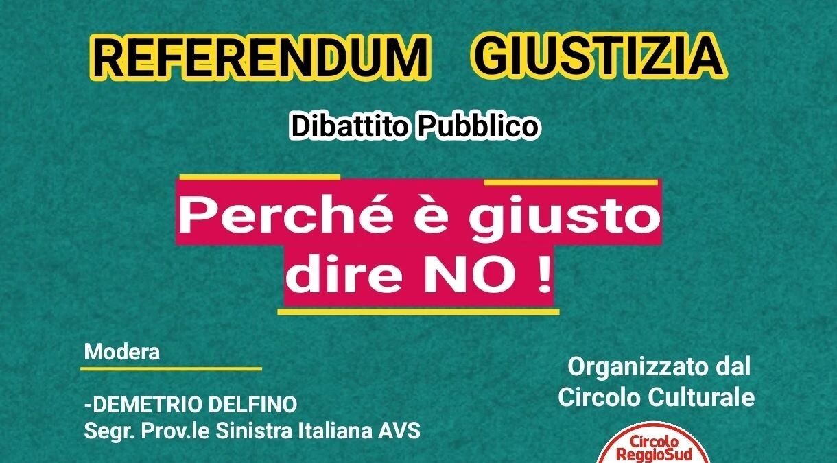 Dibattito pubblico sul Referendum, "Perché è giusto dire NO!": l'incontro a Reggio Calabria images Dibattito pubblico sul Referendum, "Perché è giusto dire NO!": l'incontro a Reggio Calabria