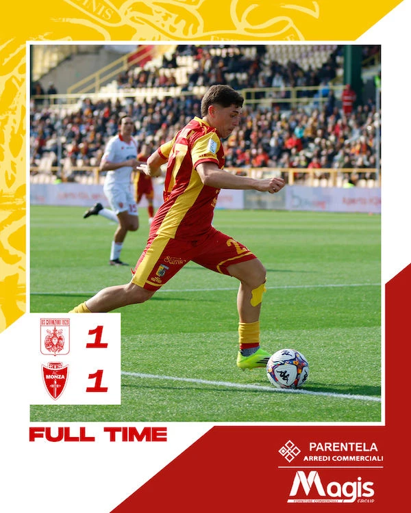 Serie BKT, CATANZARO vs MONZA: 1-1 finale. Aquile beffate nel recupero dopo una prova magistrale