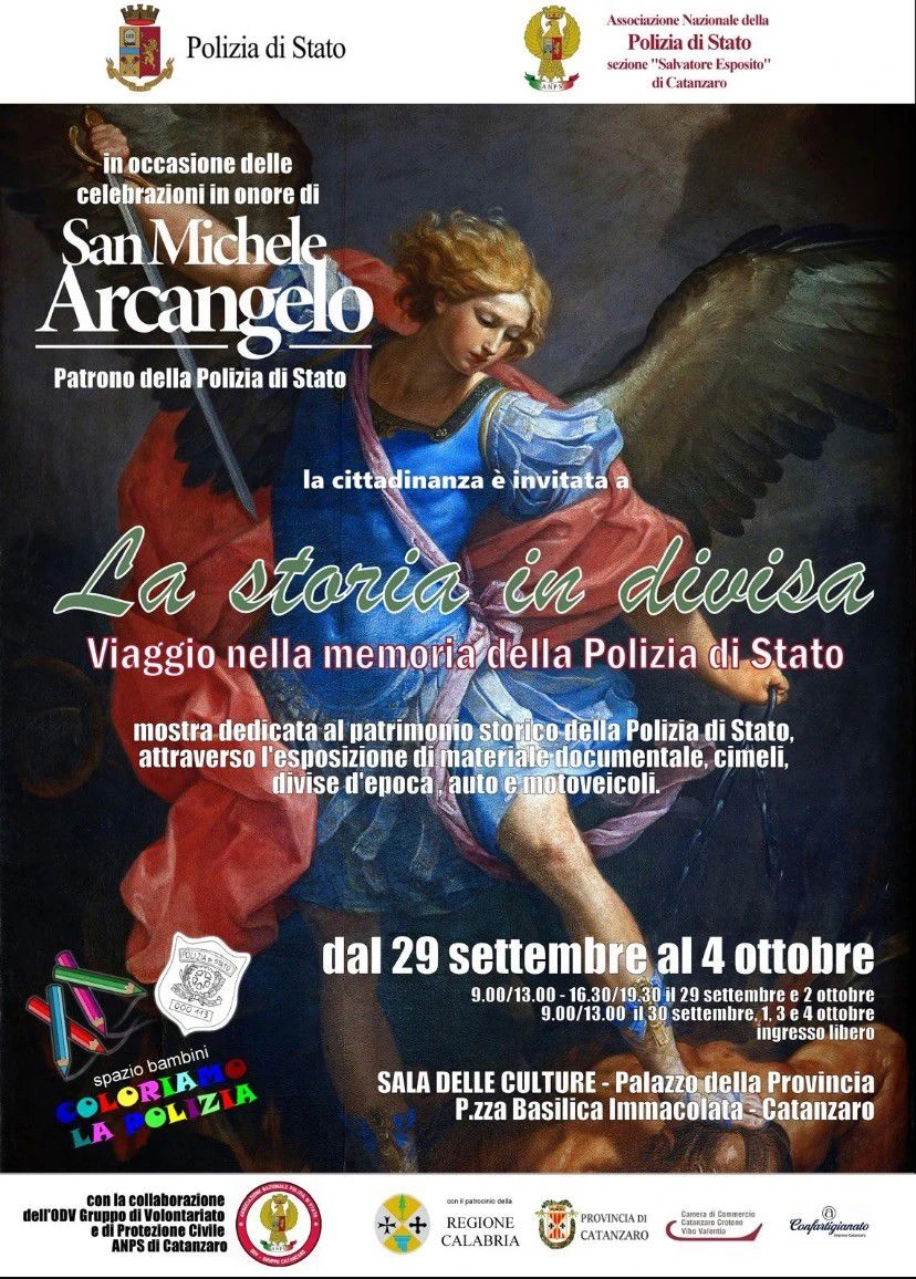San Michele Arcangelo, Catanzaro celebra il patrono della Polizia di Stato: mostra, mezzi d’epoca e cerimonia 