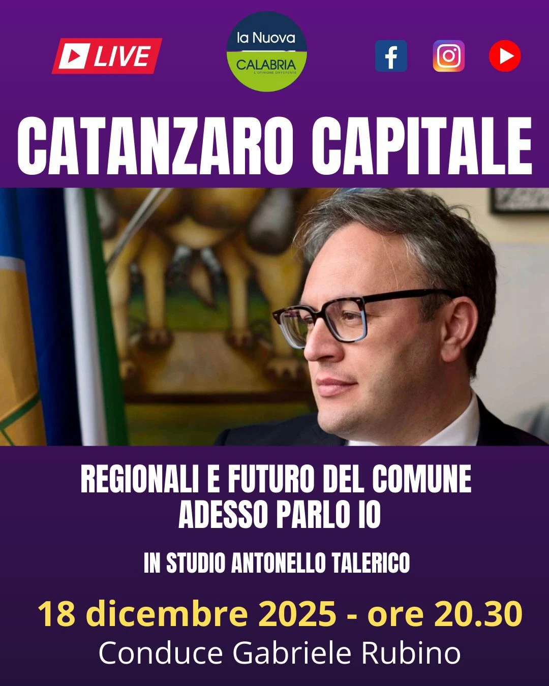 Catanzaro Capitale, post Regionali e futuro del Comune: parla Antonello Talerico (DIRETTA ALLE 20.30)