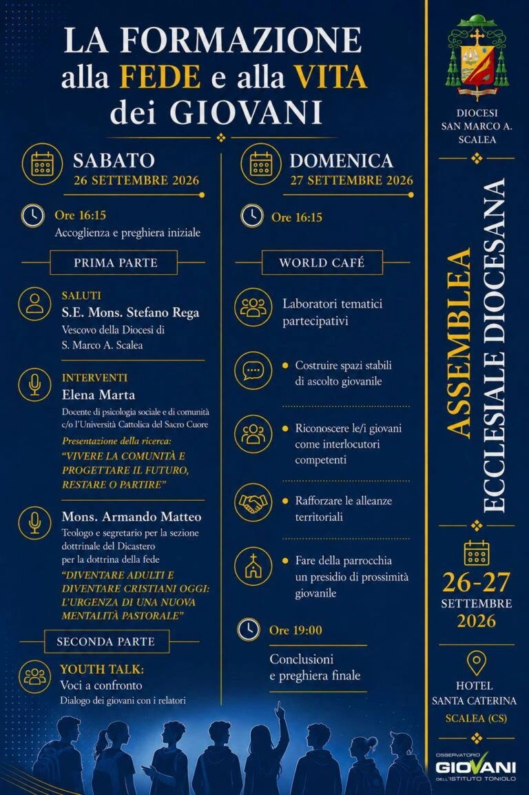 A Scalea il 26 e 27 settembre l’Assemblea ecclesiale diocesana dedicata ai giovani
