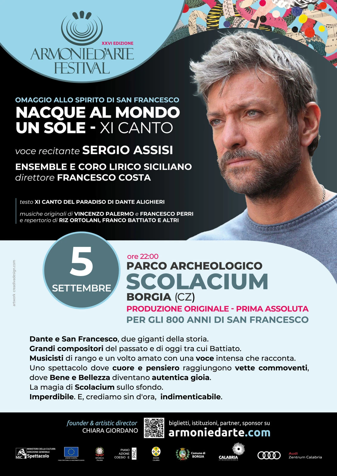 Armonie d’Arte Festival, “Nacque al mondo un sole- XI Canto” da Dante ai contemporanei, il millenario omaggio a San Francesco d’Assisi