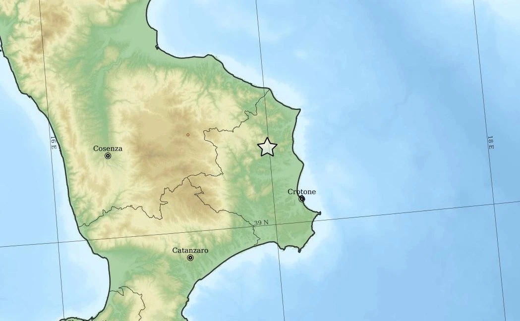 Trema la terra nel crotonese, scossa di magnitudo 3.7 con epicentro a San Nicola dell'Alto