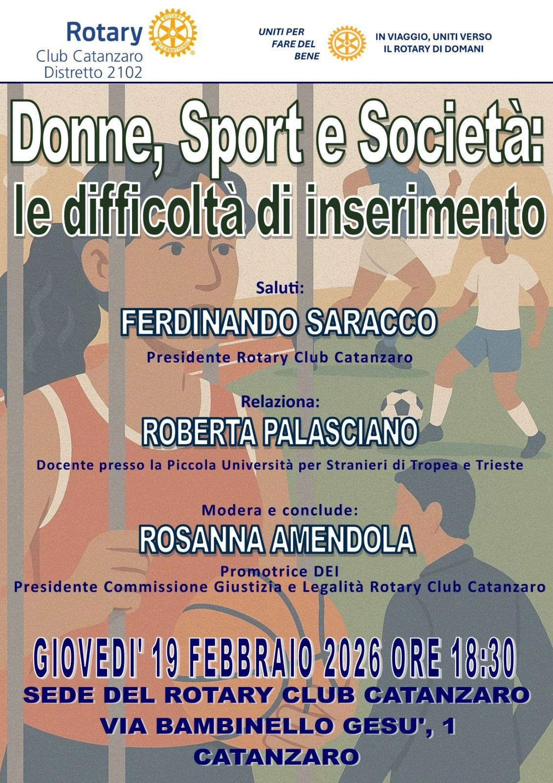 “Donne, Sport e Società: le difficoltà di inserimento”:  a Catanzaro incontro promosso dal Rotary Club  