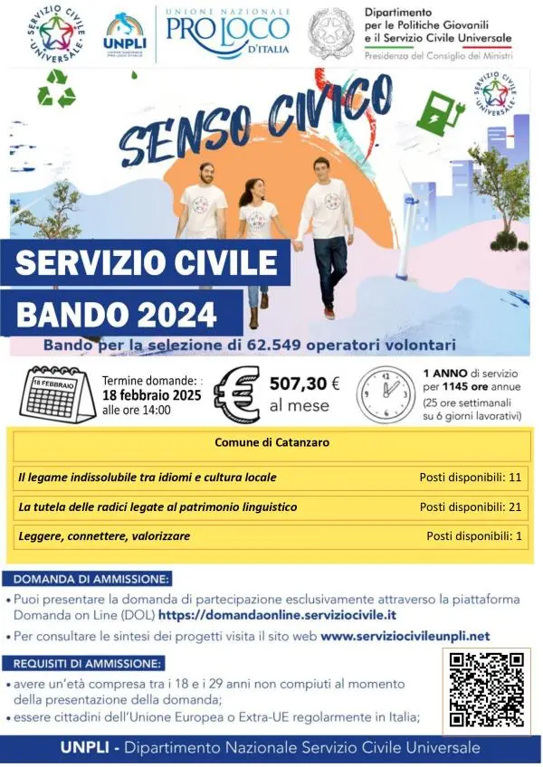 images Catanzaro, Servizio Civile: fino al 18 febbraio si può fare domanda per 33 posti disponibili