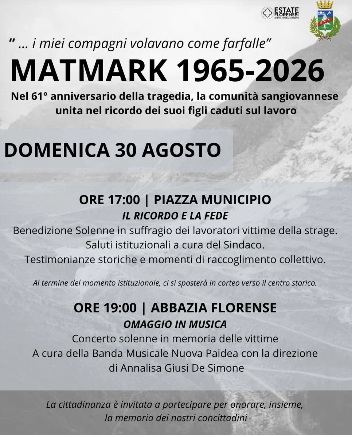 San Giovanni in Fiore ricorda Mattmark: una ferita che non si dimentica