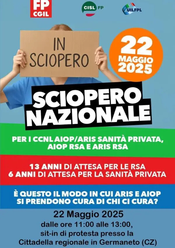 Sanità Privata, sindacati in protesta il 22 maggio davanti alla Cittadella images Sanità Privata, sindacati in protesta il 22 maggio davanti alla Cittadella